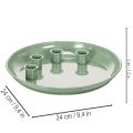 Kerzenteller aus Metall Grün mit 4 Kerzenhaltern 24cm | Floristik24.at