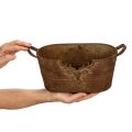 Oval Metallschale mit Griffen und Hirschmotiv Rostoptik 36 cm | Floristik24.at