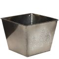 Floristik24 Metall Übertopf quadratisch mit Tannen-Motiv 18x18x14cm silber