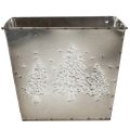 Metall Übertopf quadratisch mit Tannen-Motiv 18x18x14cm silber | Floristik24.at