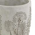 Floristik24 Vase Beton Weiß Blumenvase mit Relief Blumen Vintage Ø14,5cm
