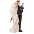 Floristik24 Tortenfigur Brautpaar aus Polyresin 15,5cm Hochzeitstorte Agenten-Motiv