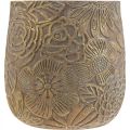 Floristik24 Übertopf Gold Blüten Keramik Blumentopf Ø21cm H22,5cm