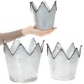 Übertopf-Set aus Metall in Kronenform, Zink, Ø 21,5/19,5/17 cm, 3-teilig | Floristik24.at