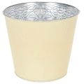 Floristik24 Übertopf Metall Ø16cm H14cm Pastellgelb mit Blumenmuster
