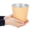 Übertopf Metall Blumenübertopf Ø13,5cm H12,5cm Pastell Orange | Floristik24.at
