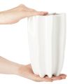 Keramikvase geriffelt 24 cm weiß für Trockenblumen | Floristik24.at