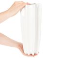 Blumenvase aus Keramik geriffelt Weiß 38cm | Floristik24.at