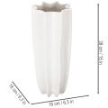 Blumenvase aus Keramik geriffelt Weiß 38cm | Floristik24.at