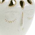 Floristik24 Keramikvase mit Gesicht Creme, Beige H13cm Steingutoptik 1St