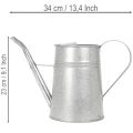 Verzinkte Gießkanne aus Metall 1,7L Grau H23cm für Blumendekoration und Pflanzgefäße | Floristik24.at