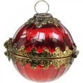 Floristik24 Vintage Weihnachtskugel zum Aufklappen Glas Rot Golden Ø8cm 2er-Set