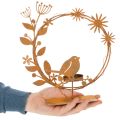 Teelichthalter aus Metall mit Vogel und Blumenmotiv in Rostoptik 24×27×6cm | Floristik24.at