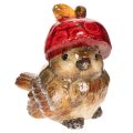 Floristik24 Dekofigur Vogel aus Keramik mit roter Apfel-Mütze 13cm
