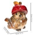Dekofigur Vogel aus Keramik mit roter Apfel-Mütze 13cm | Floristik24.at