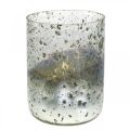 Floristik24 Kerzenglas zweifarbig Glasvase Windlicht Klar, Silber H14cm Ø10cm