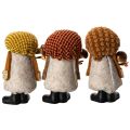 Set aus 3 Wichtel Figuren aus Filz und Kunststoff 10 cm mit Bart und Zipfelmütze | Floristik24.at