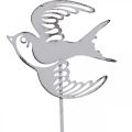 Floristik24 Schwalbendeko, Wandschmuck aus Metall, Vögel zum Hängen Weiß, Silbern Shabby Chic H47,5cm