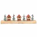 Floristik24 Weihnachtsdorf mit LED-Beleuchtung Natur, Rot Holz 40×10,5×7cm