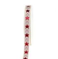 Floristik24 Weihnachtsband mit Sternen Creme 15mm 20m