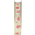 Floristik24 Weihnachtsband Stiefel Beige Rot Geschenkband 25mm 15m