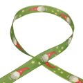 Floristik24 Geschenkband Weihnachtsband Wichtel Grün 25mm 20m