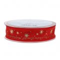Floristik24 Weihnachtsband mit Spruch Rot 25mm 20m