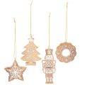 Floristik24 Weihnachtsanhänger Lebkuchen-Optik Kunststoff 6cm 4-teilig