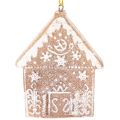 Weihnachtsanhänger aus Kunststoff in Honigkuchen-Optik, 4-teilig, 7 cm, Rentier, Lebkuchenmann, Schneeflocke, Häuschen | Floristik24.at