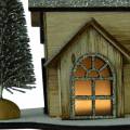 Floristik24 Weihnachtshaus mit LED-Beleuchtung Natur, Glitter Holz 20×17×15cm