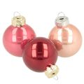 Floristik24 Weihnachtskugeln Glas glänzend Rosa Rot 3cm 22 Stück
