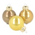 Floristik24 Mini-Christbaumkugeln aus Glas glänzend 3 cm Kupferbraun Orange Goldgelb 22 Stück