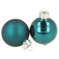 Floristik24 Weihnachtskugeln Glas 4cm Opalblau Matt und Glänzend 24 Stück