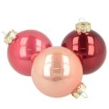 Floristik24 Weihnachtskugel Set Glas 6 cm Rot und Rosa Innenbereich 24 Stück