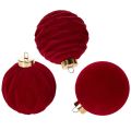 Floristik24 Samt-Weihnachtskugeln Bordeauxrot 8cm 12er-Pack Kunststoff