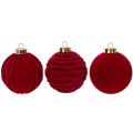 Samt-Weihnachtskugeln Bordeauxrot 8cm 12er-Pack Kunststoff | Floristik24.at