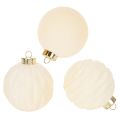 Floristik24 Weihnachtskugel-Set Cremeweiß mit Struktur 8 cm 12 Stück aus Kunststoff