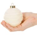 Weihnachtskugel-Set Cremeweiß mit Struktur 8 cm 12 Stück aus Kunststoff | Floristik24.at