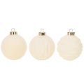 Weihnachtskugel-Set Cremeweiß mit Struktur 8 cm 12 Stück aus Kunststoff | Floristik24.at