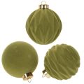 Floristik24 Weihnachtskugeln Kunststoff Moosgrün 8 cm 12 Stück mit Strukturmix