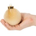 Weihnachtskugel-Set Samtoptik 8 cm Cremeweiß Beige Braun 12 Stück | Floristik24.at