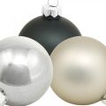Floristik24 Mini-Weihnachtskugel, Baumschmuck-Mix, Adventsdeko Schwarz/Silbern/Perlmutt H4,5cm Ø4cm Echtglas 24St