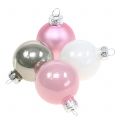 Floristik24 Weihnachtskugel Glas Rosa-Mix Ø4cm 24St