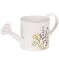 Floristik24 Weiße Metall-Gießkanne mit Blumenmotiv 30×13,5×12,5cm für Deko und Bepflanzung