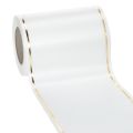 Floristik24 Weißes Satinband mit goldener Kante, Kranzband, 25 m x 125 mm, wasserfest