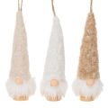 Floristik24 Deko-Wichtelfiguren aus Holz und Textil zum Aufhängen 17cm Weiß Beige Braun 6er-Set