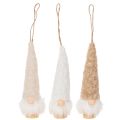 Deko-Wichtelfiguren aus Holz und Textil zum Aufhängen 17cm Weiß Beige Braun 6er-Set | Floristik24.at