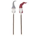 Wichtel Dekofigur auf Holzstab 46 cm 6er-Set Grau-Rot | Floristik24.at