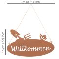 Willkommensschild Metall Rostoptik Hängedeko Jute 28,5x15 cm 3 Stück | Floristik24.at