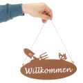 Willkommensschild Metall Rostoptik Hängedeko Jute 28,5x15 cm 3 Stück | Floristik24.at